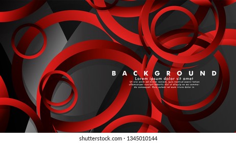 Abstract metal vector background with luxurious shiny red dark circles