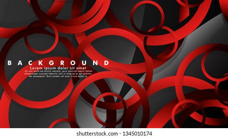 Abstract metal vector background with luxurious shiny red dark circles