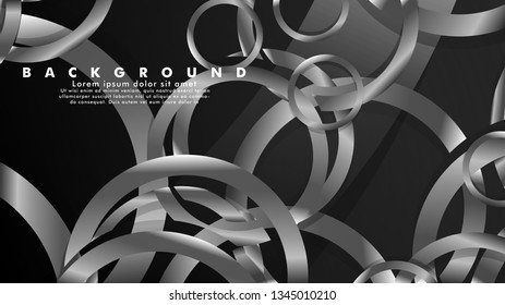 Abstract metal vector background with luxurious shiny gray circles