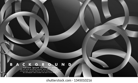 Abstract metal vector background with luxurious shiny gray circles
