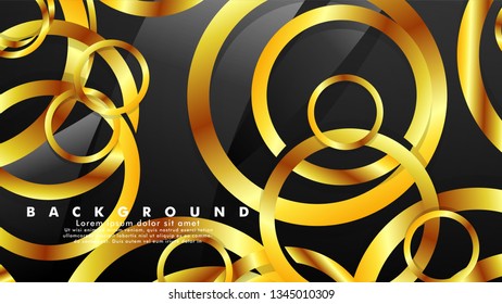 Abstract metal vector background with luxurious shiny gold circles