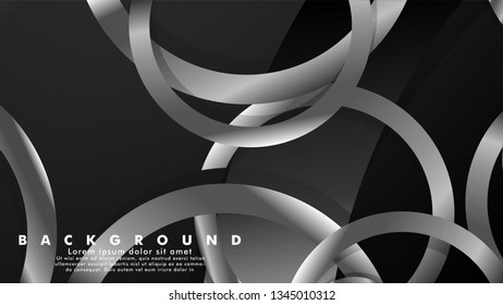 Abstract metal vector background with luxurious shiny gray circles