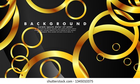 Abstract metal vector background with luxurious shiny gold circles