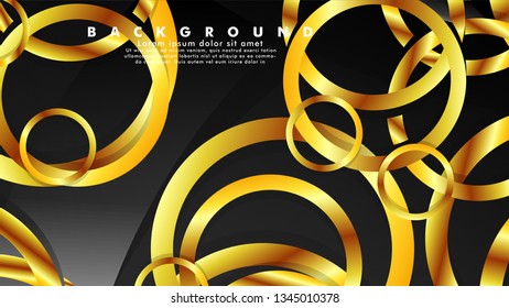 Abstract metal vector background with luxurious shiny gold circles