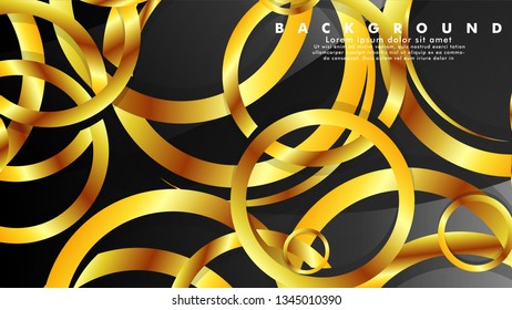 Abstract metal vector background with luxurious shiny gold circles