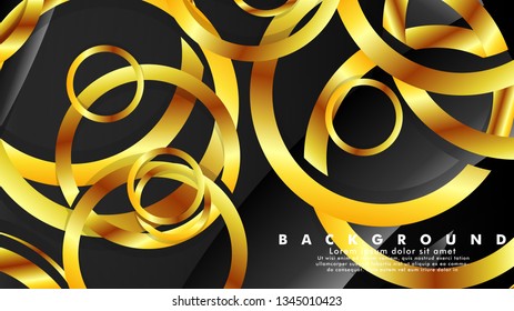 Abstract metal vector background with luxurious shiny gold circles
