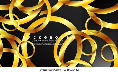 Abstract metal vector background with luxurious shiny gold circles