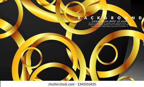 Abstract metal vector background with luxurious shiny gold circles
