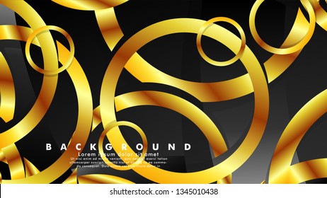 Abstract metal vector background with luxurious shiny gold circles