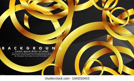 Abstract metal vector background with luxurious shiny gold circles