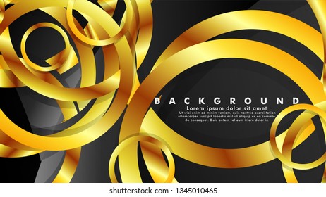 Abstract metal vector background with luxurious shiny gold circles