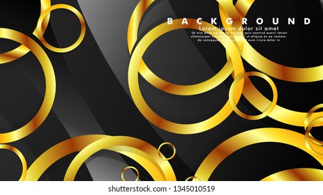 Abstract metal vector background with luxurious shiny gold circles