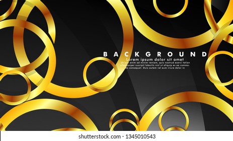 Abstract metal vector background with luxurious shiny gold circles