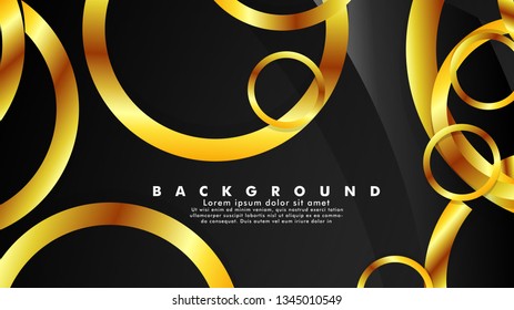 Abstract metal vector background with luxurious shiny gold circles