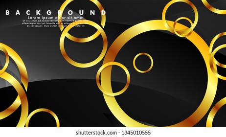 Abstract metal vector background with luxurious shiny gold circles