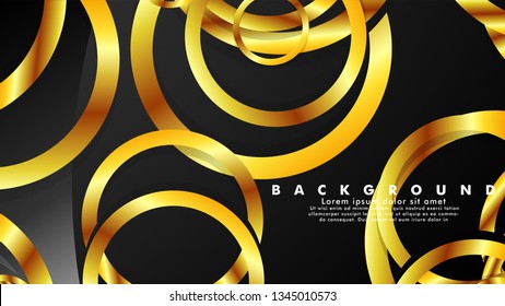Abstract metal vector background with luxurious shiny gold circles