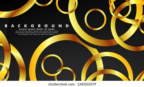 Abstract metal vector background with luxurious shiny gold circles