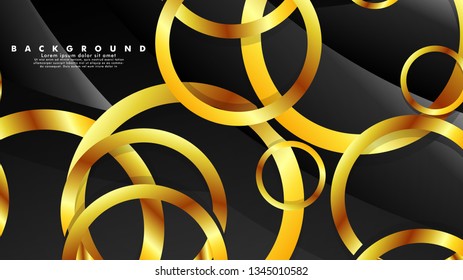 Abstract metal vector background with luxurious shiny gold circles