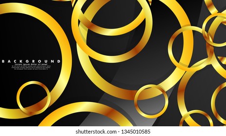 Abstract metal vector background with luxurious shiny gold circles