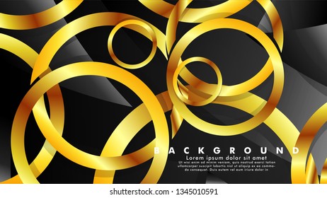 Abstract metal vector background with luxurious shiny gold circles