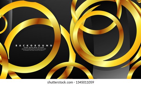 Abstract metal vector background with luxurious shiny gold circles