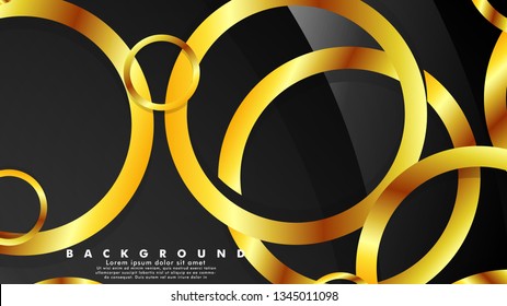 Abstract metal vector background with luxurious shiny gold circles