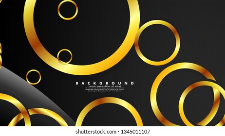 Abstract metal vector background with luxurious shiny gold circles