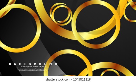 Abstract metal vector background with luxurious shiny gold circles