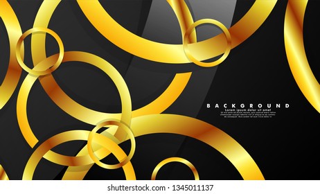 Abstract metal vector background with luxurious shiny gold circles