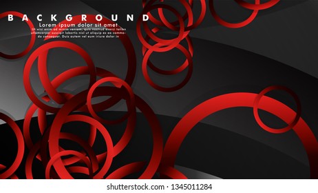 Abstract metal vector background with luxurious shiny red dark circles