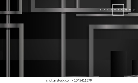 Abstract metal vector background with luxurious shiny grey square