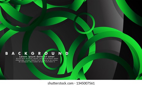 Abstract metal vector background with shiny fancy green black circles