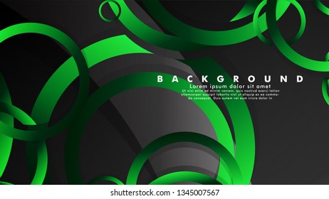 Abstract metal vector background with shiny fancy green black circles