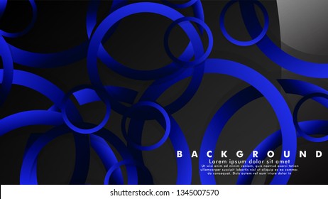 Abstract metal vector background with shiny fancy blue black circles