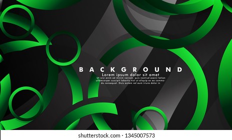 Abstract metal vector background with shiny fancy green black circles