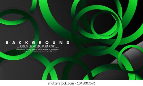 Abstract metal vector background with shiny fancy green black circles