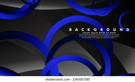 Abstract metal vector background with shiny fancy blue black circles