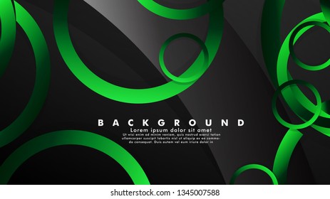 Abstract metal vector background with shiny fancy green black circles