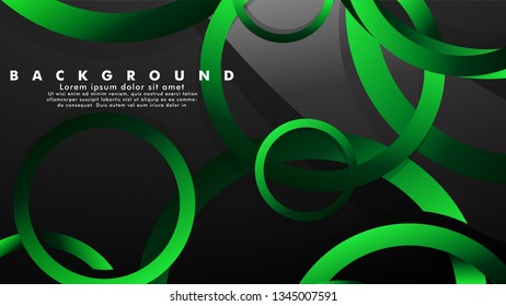 Abstract metal vector background with shiny fancy green black circles