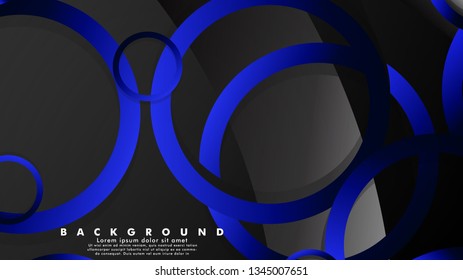 Abstract metal vector background with shiny fancy blue black circles