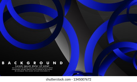 Abstract metal vector background with shiny fancy blue black circles
