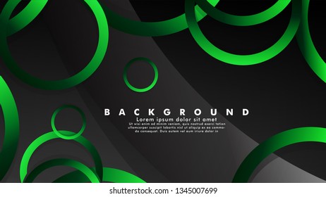 Abstract metal vector background with shiny fancy green black circles