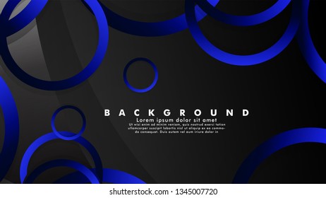 Abstract metal vector background with shiny fancy blue black circles