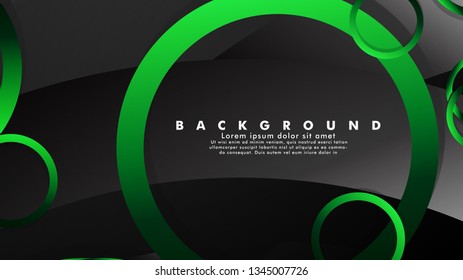 Abstract metal vector background with shiny fancy green black circles