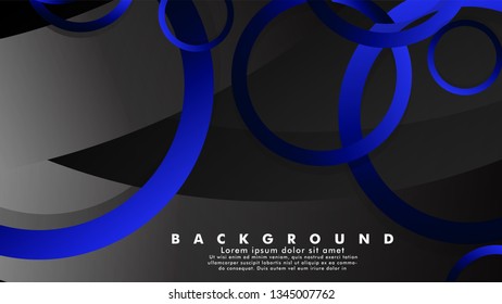 Abstract metal vector background with shiny fancy blue black circles