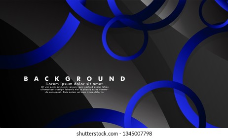 Abstract metal vector background with shiny fancy blue black circles