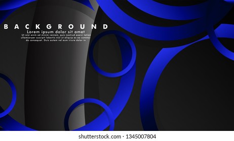 Abstract metal vector background with shiny fancy blue black circles