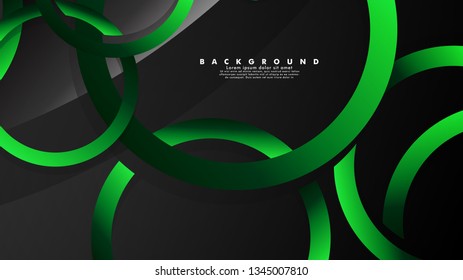 Abstract metal vector background with shiny fancy green black circles