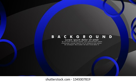Abstract metal vector background with shiny fancy blue black circles