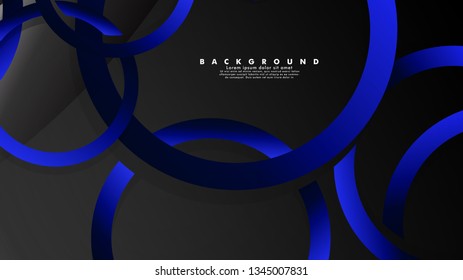 Abstract metal vector background with shiny fancy blue black circles